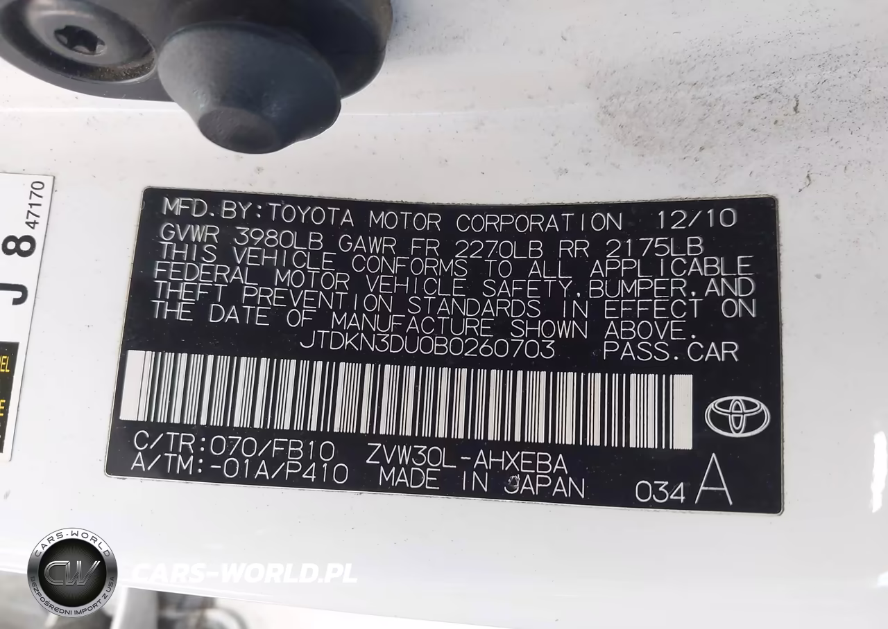 2011 Toyota Prius Two VIN:JTDKN3DU0B0260703 - 9
