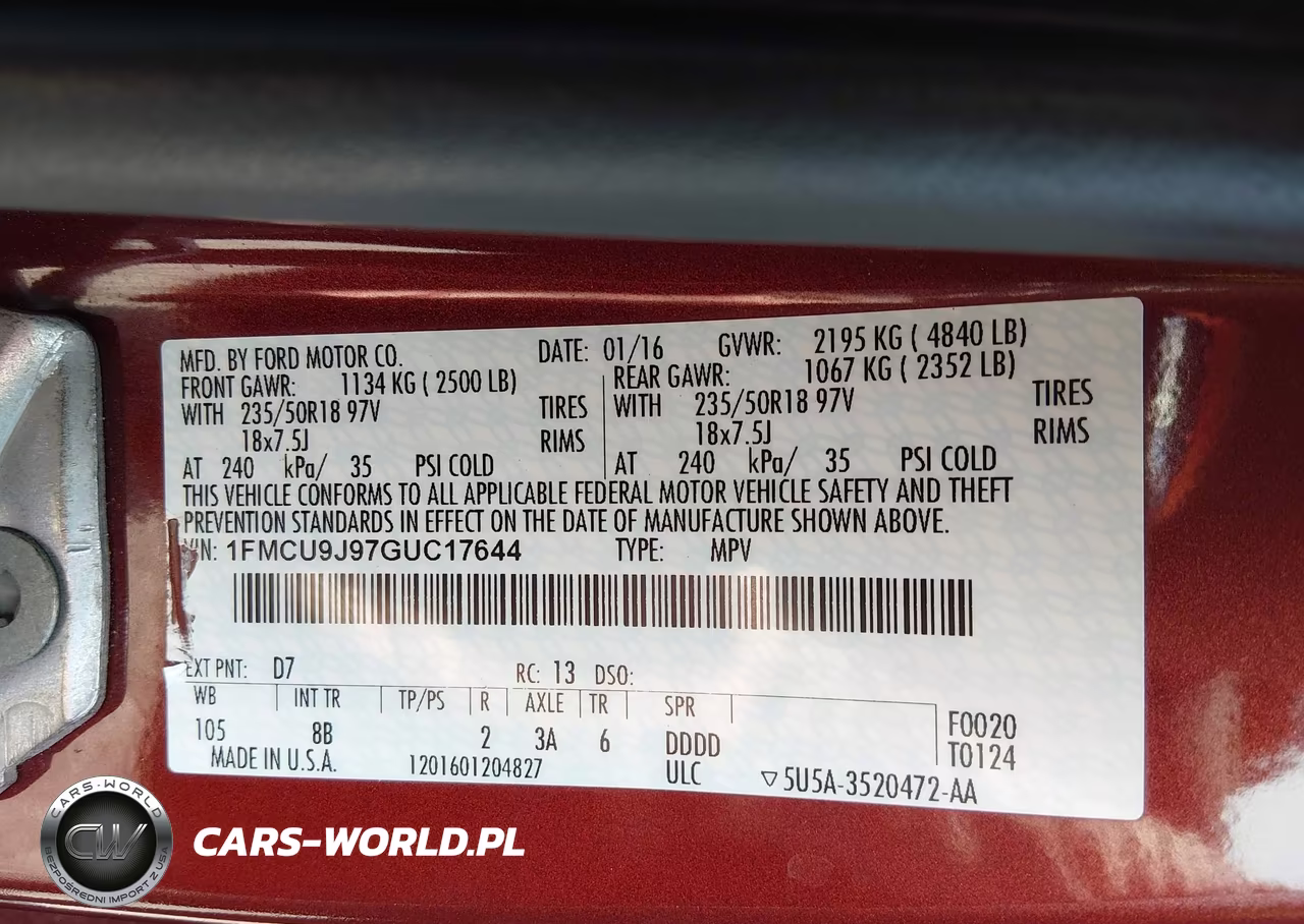 2016 Ford Escape Titanium VIN:1FMCU9J97GUC17644 - 9