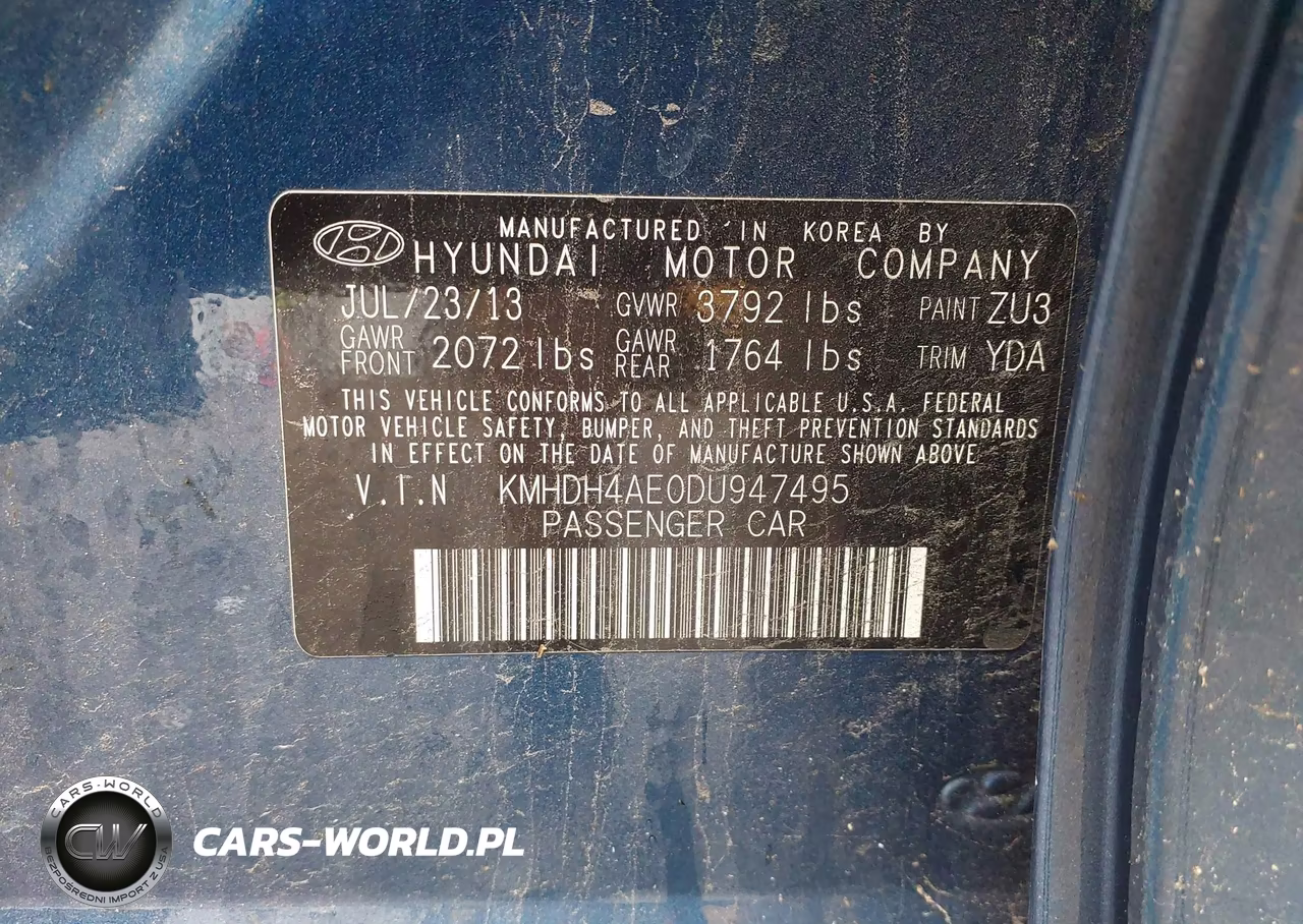 2013 Hyundai Elantra Gls VIN:KMHDH4AE0DU947495 - 9