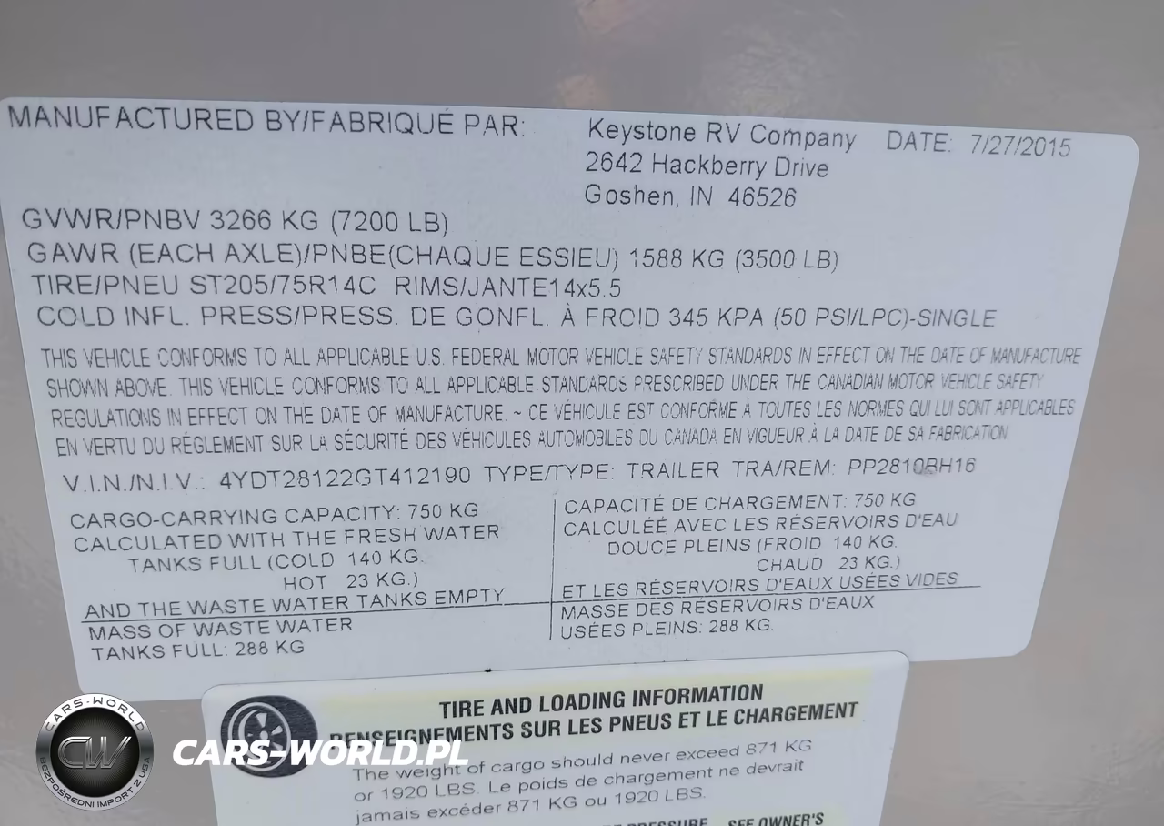 2016 Keystone Rv Other VIN:4YDT28122GT412190 - 9