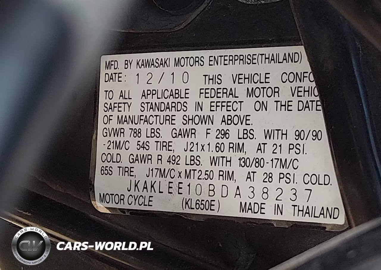 2011 Kawasaki Kl650 E VIN:JKAKLEE10BDA38237 - 10