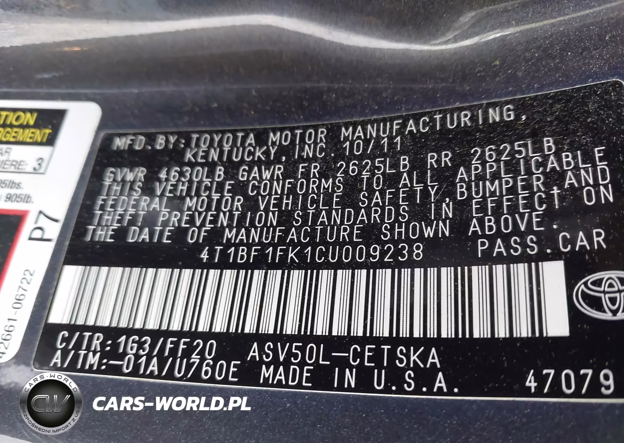 2012 Toyota Camry Se VIN:4T1BF1FK1CU009238 - 9