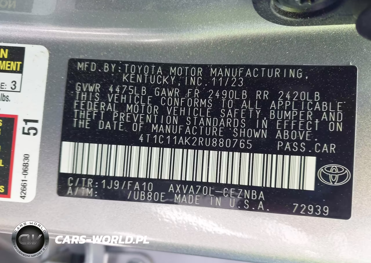 2024 Toyota Camry Le VIN:4T1C11AK2RU880765 - 9