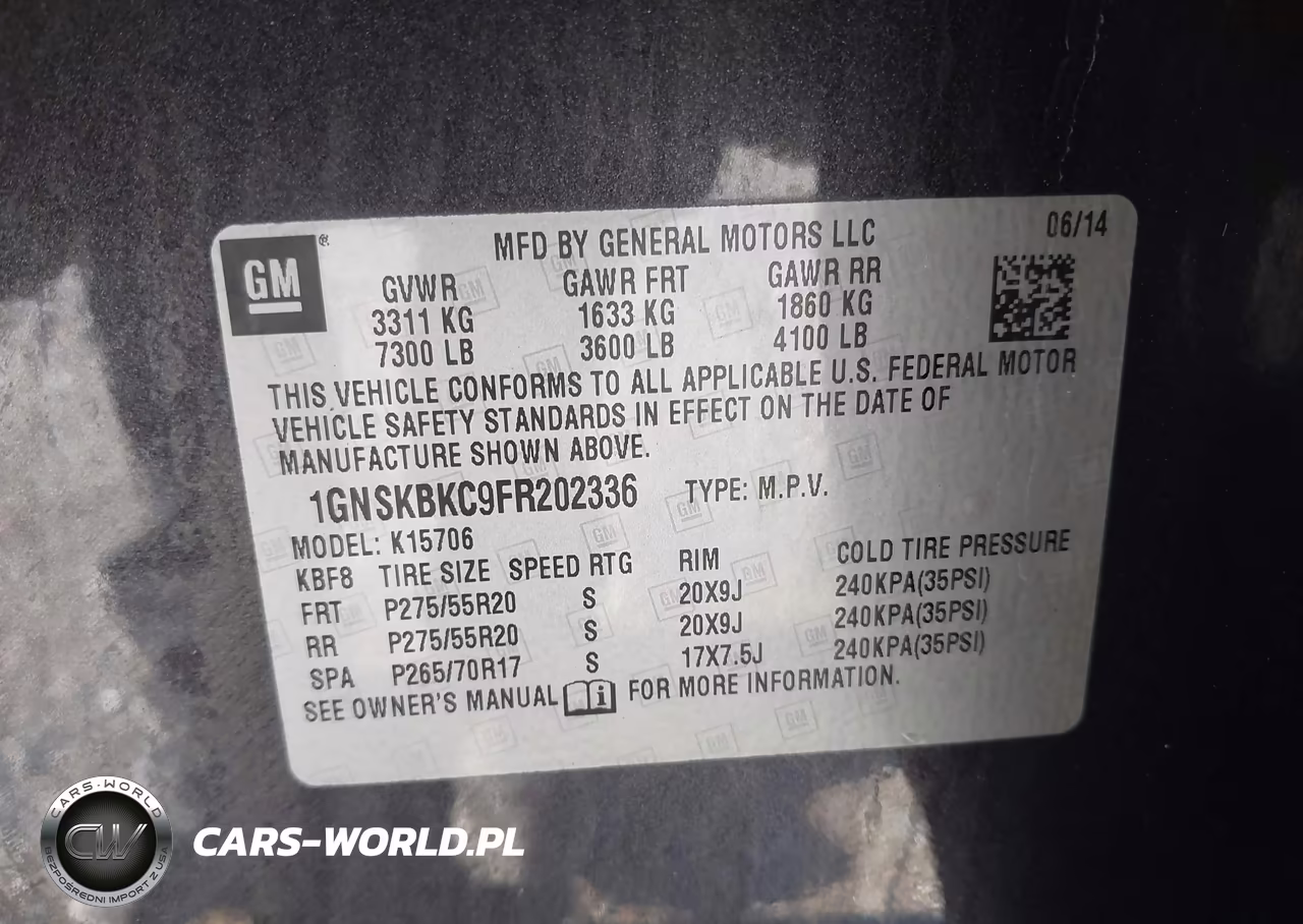 2015 Chevrolet Tahoe Lt VIN:1GNSKBKC9FR202336 - 9