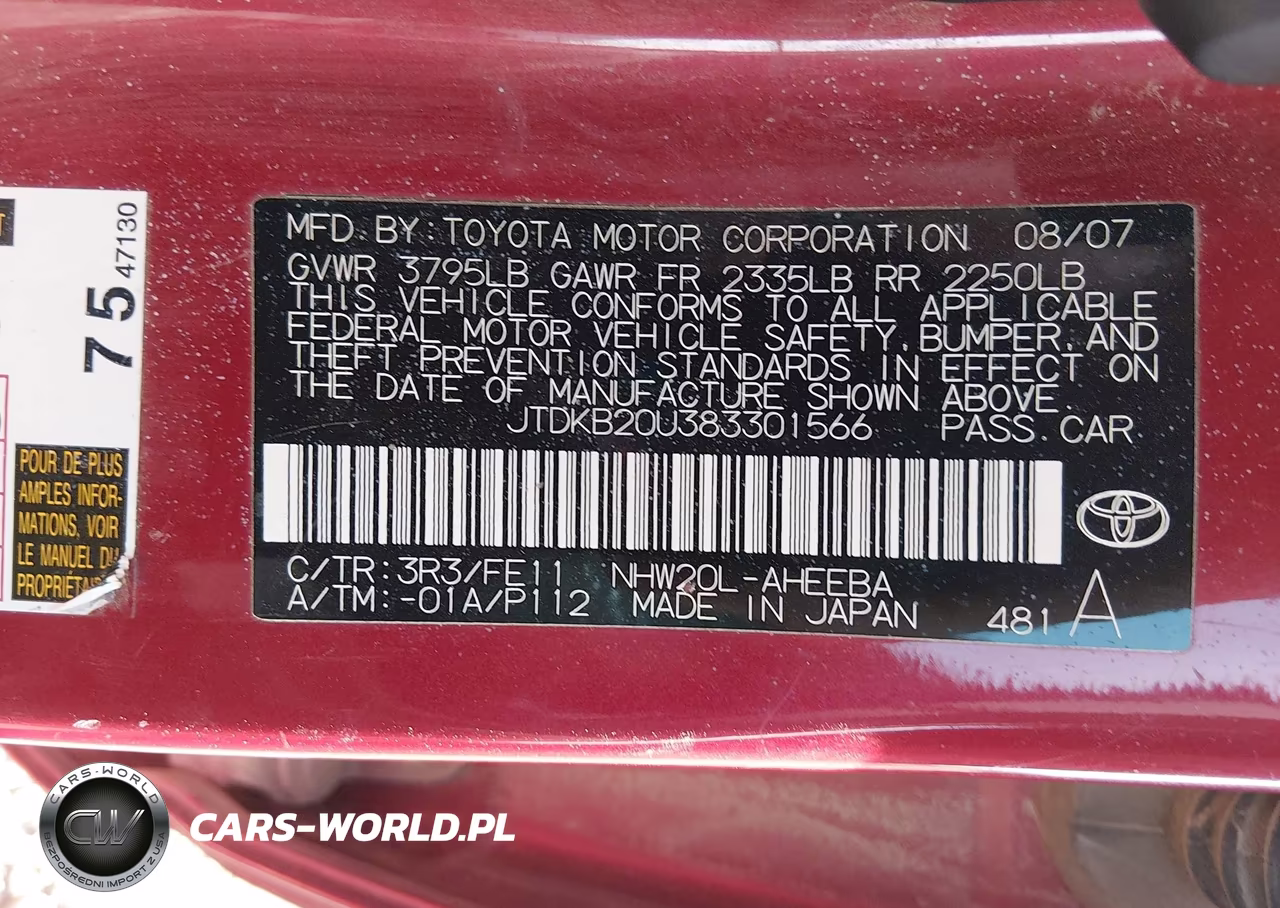 2008 Toyota Prius VIN:JTDKB20U383301566 - 9
