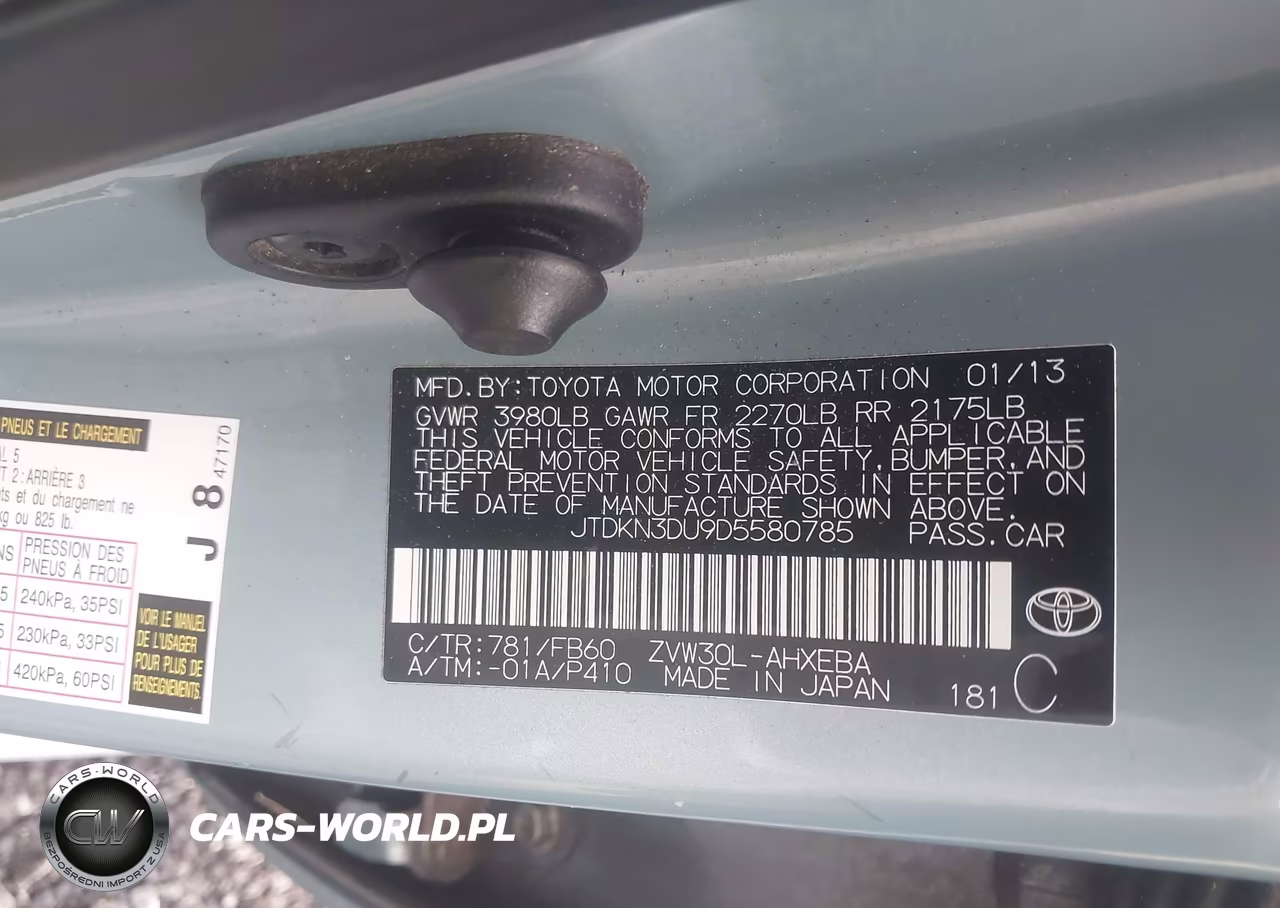 2013 Toyota Prius Three VIN:JTDKN3DU9D5580785 - 9