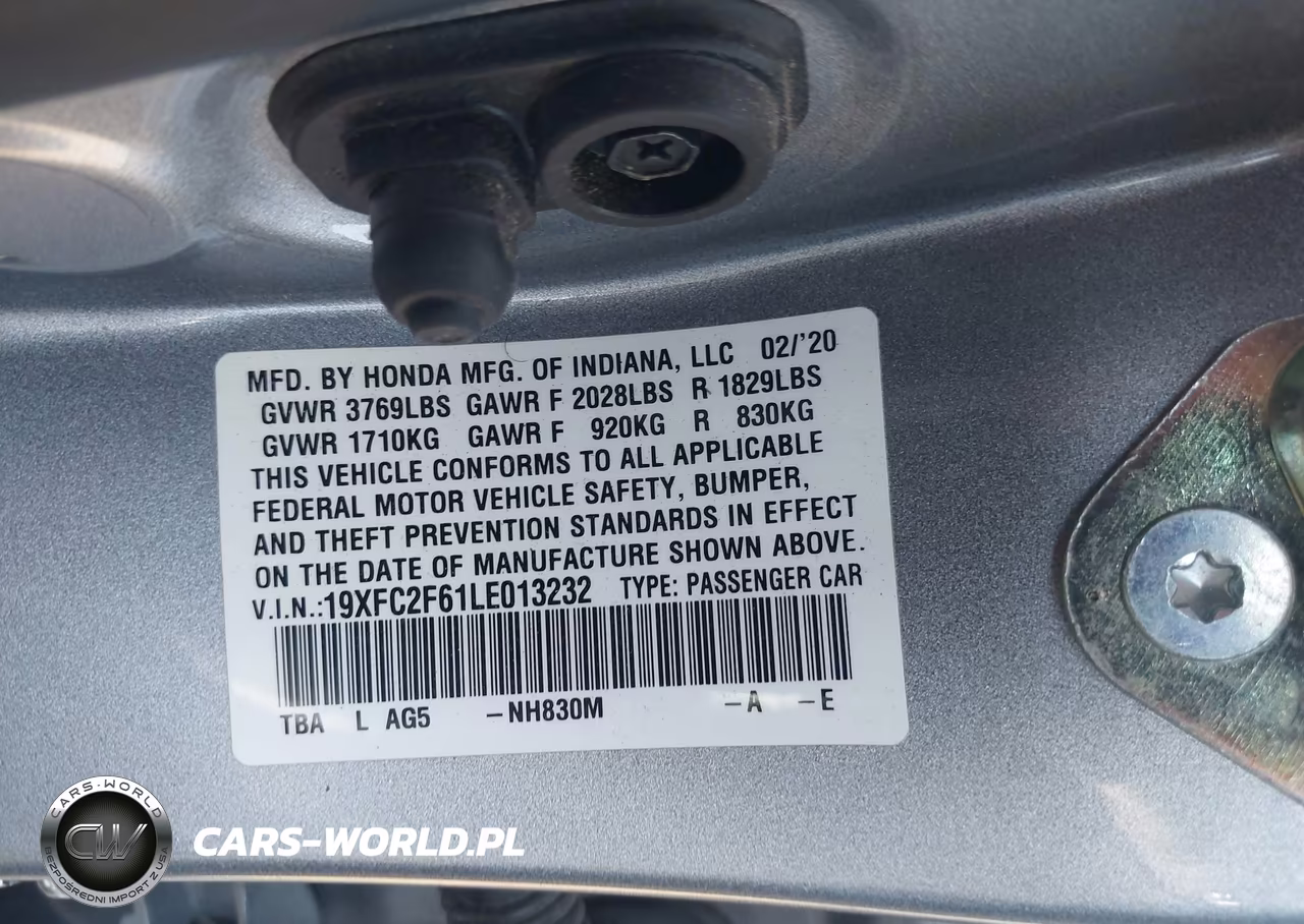 2020 Honda Civic Lx VIN:19XFC2F61LE013232 - 9