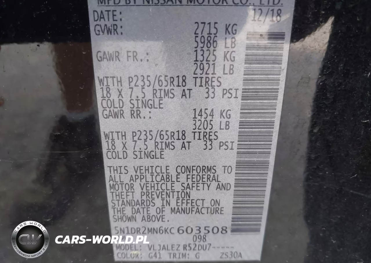 2019 Nissan Pathfinder Sv VIN:5N1DR2MN6KC603508 - 9