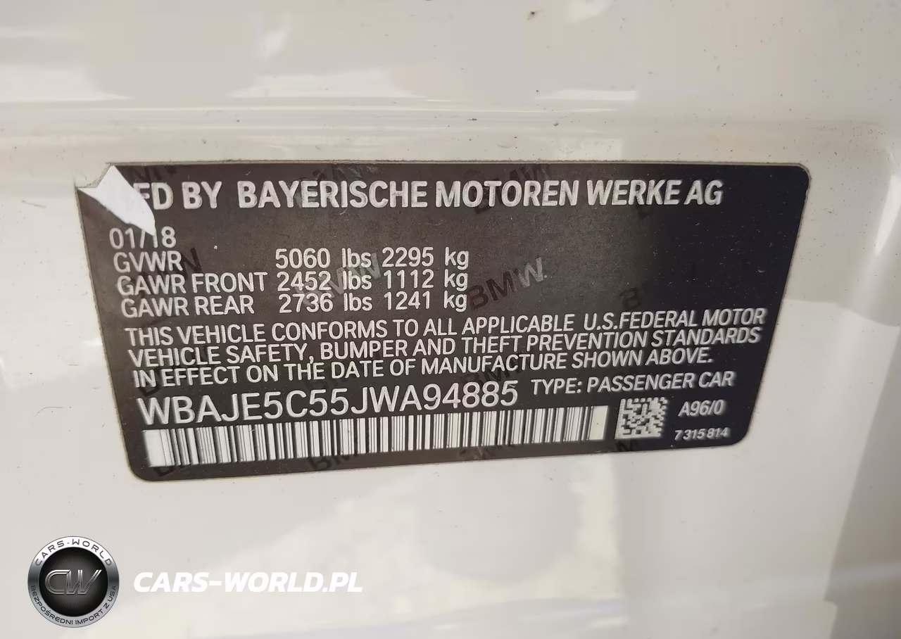2018 BMW 540I VIN:WBAJE5C55JWA94885 - 9