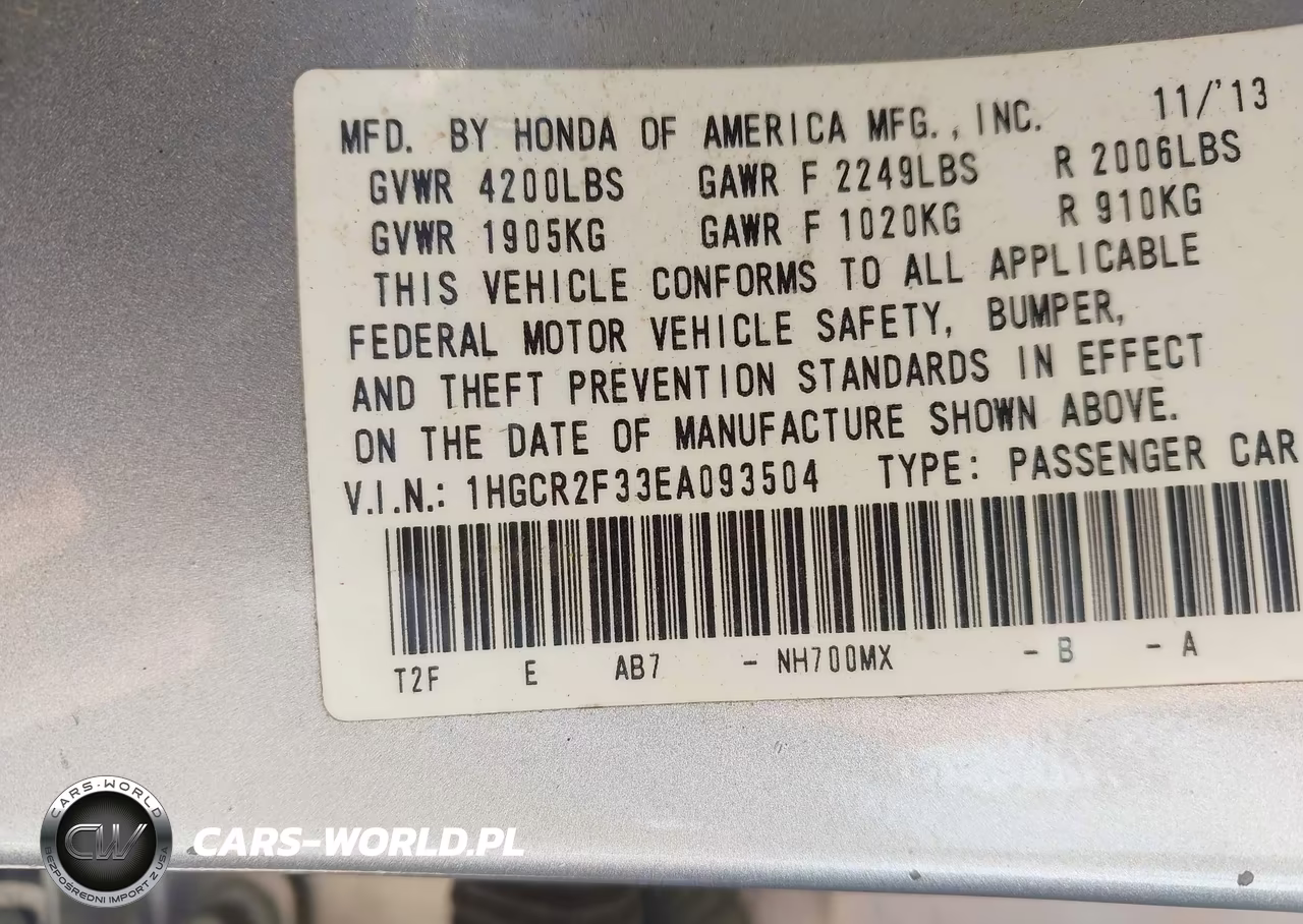 2014 Honda Accord Lx VIN:1HGCR2F33EA093504 - 9