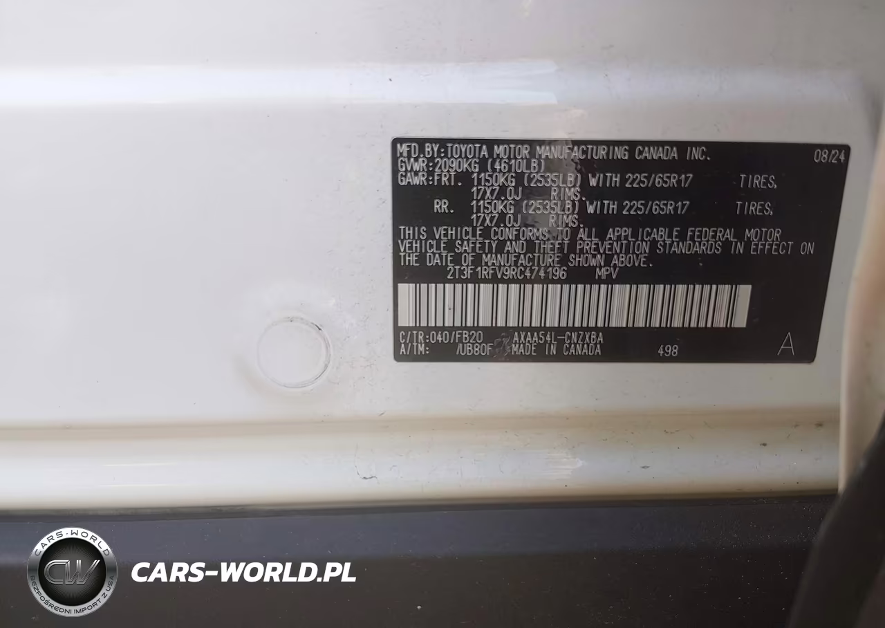 2024 Toyota Rav4 Le VIN:2T3F1RFV9RC474196 - 9