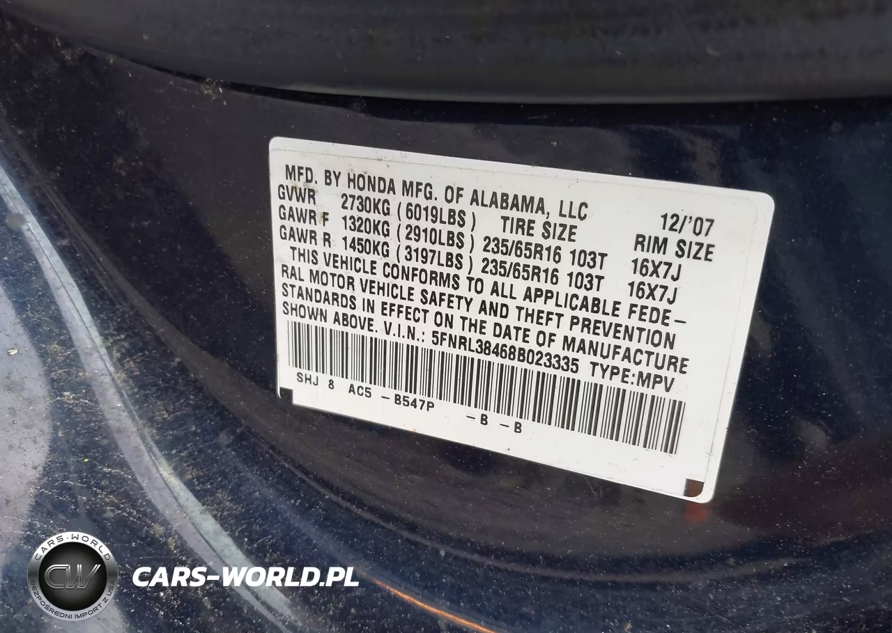 2008 Honda Odyssey Ex VIN:5FNRL38468B023335 - 9