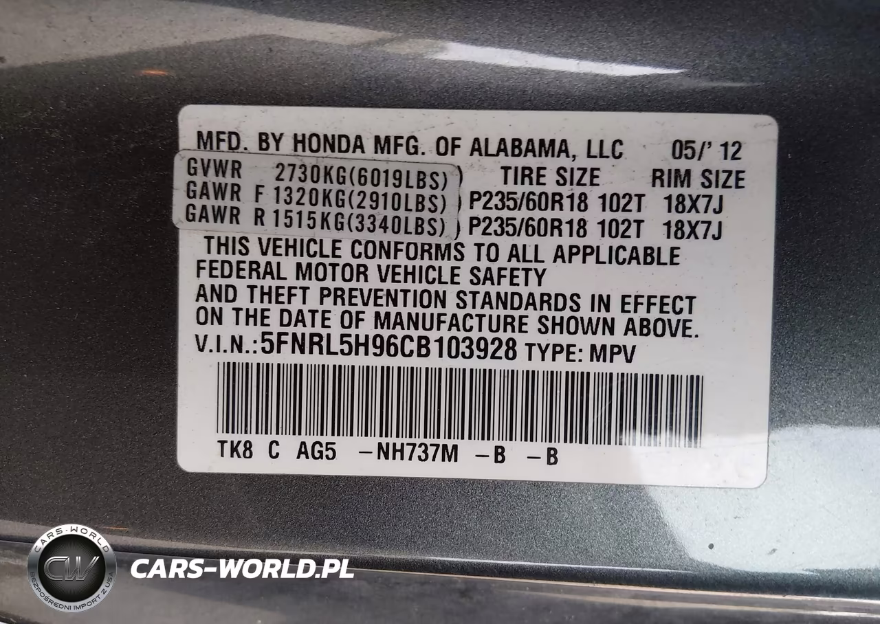 2012 Honda Odyssey Touring-Touring Elite VIN:5FNRL5H96CB103928 - 9