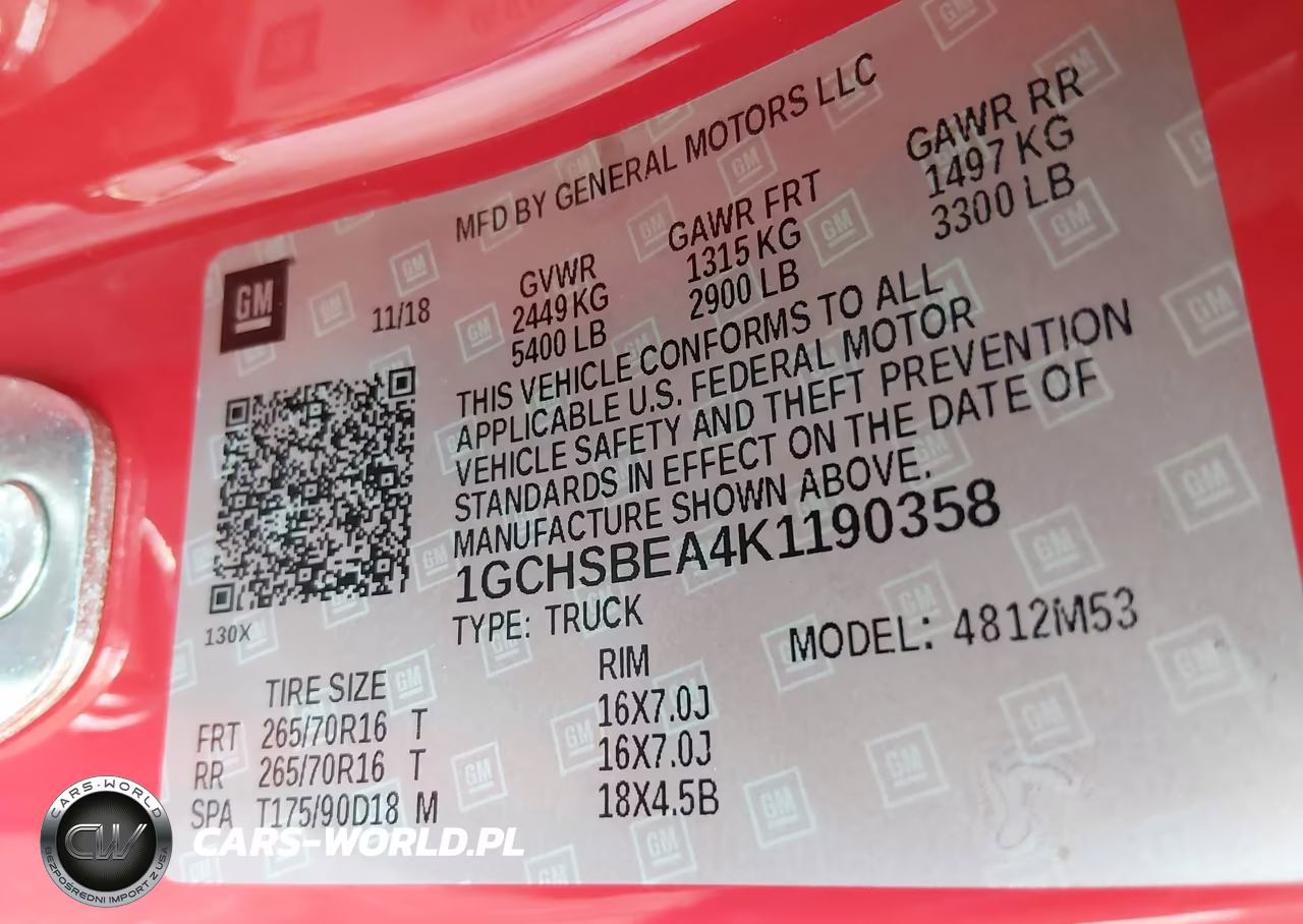 2019 Chevrolet Colorado Wt VIN:1GCHSBEA4K1190358 - 9