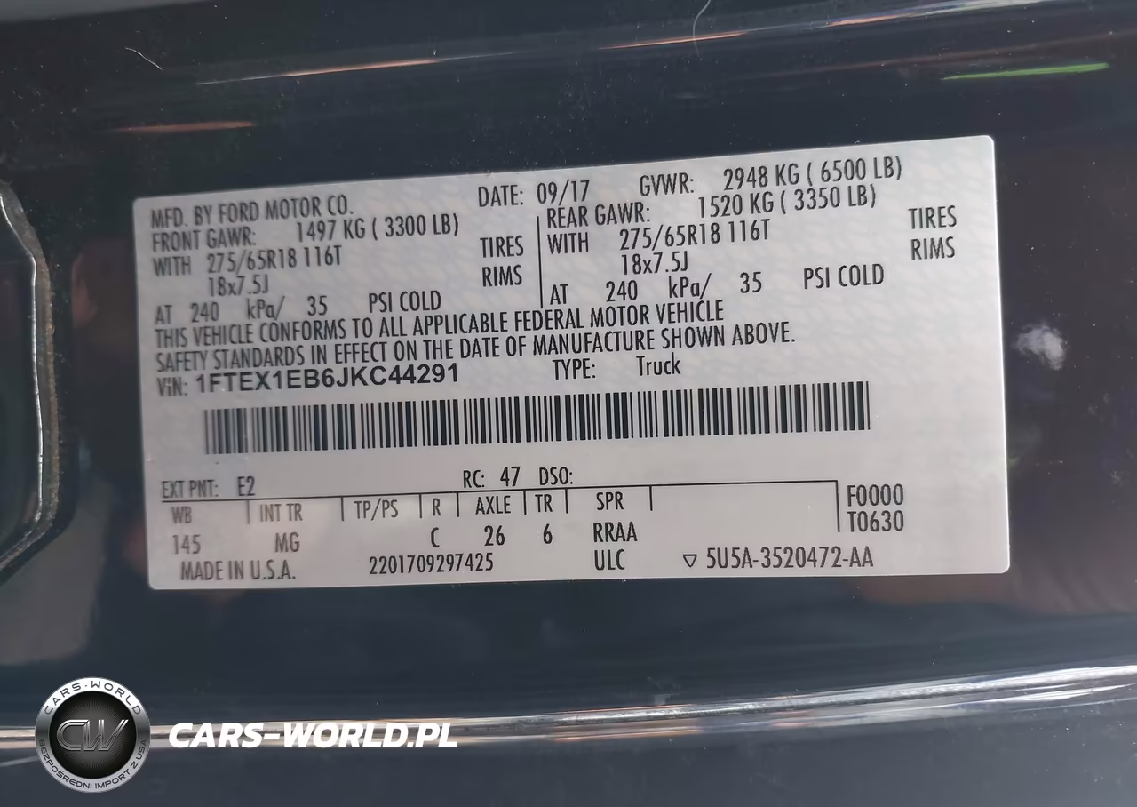 2018 Ford F-150 Xlt VIN:1FTEX1EB6JKC44291 - 9