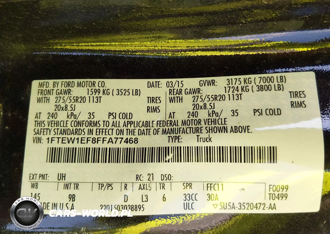 2015 Ford F-150 Platinum VIN:1FTEW1EF8FFA77468 - 7