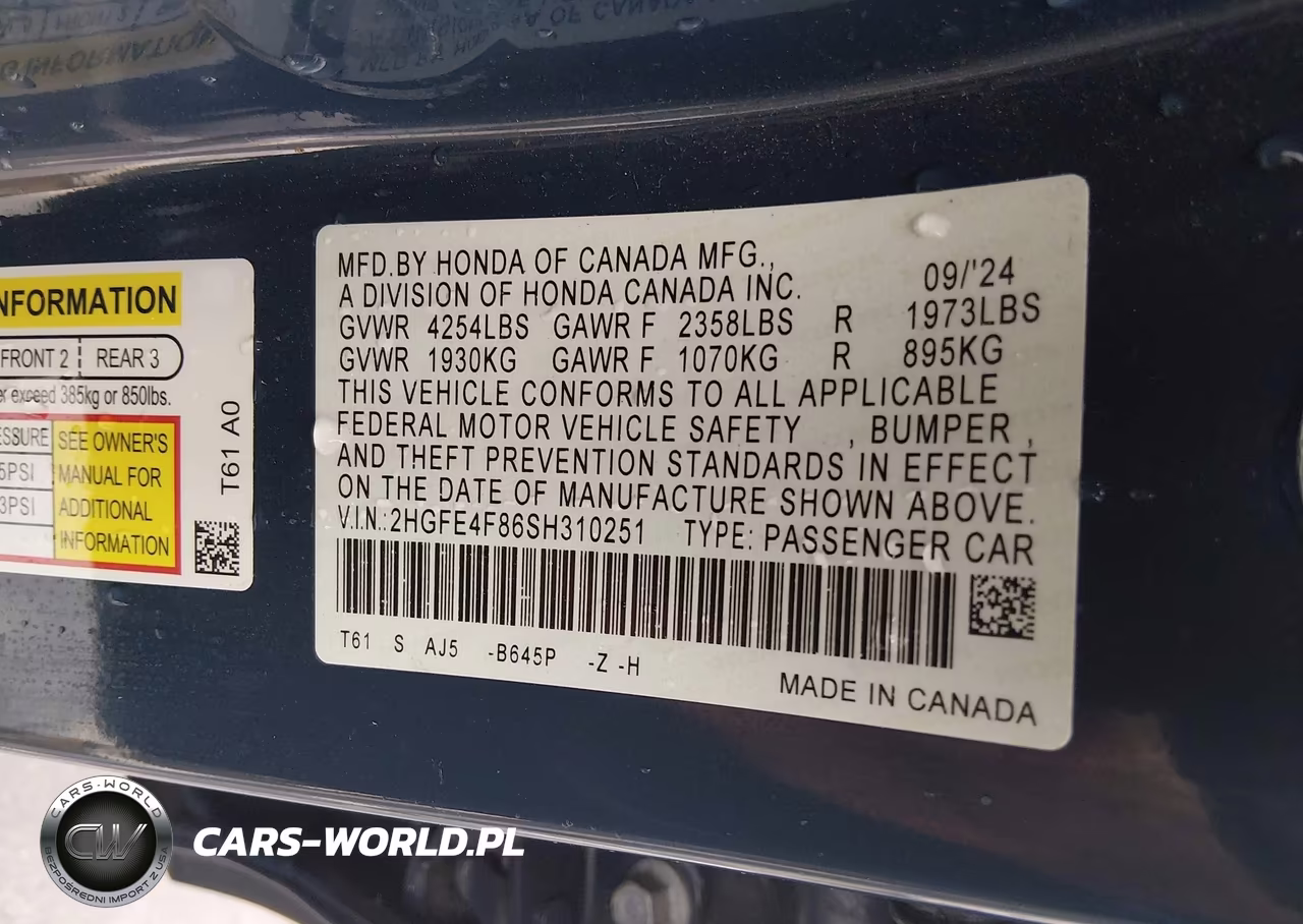 2025 Honda Civic Hybrid Sport-Sport Touring VIN:2HGFE4F86SH310251 - 9