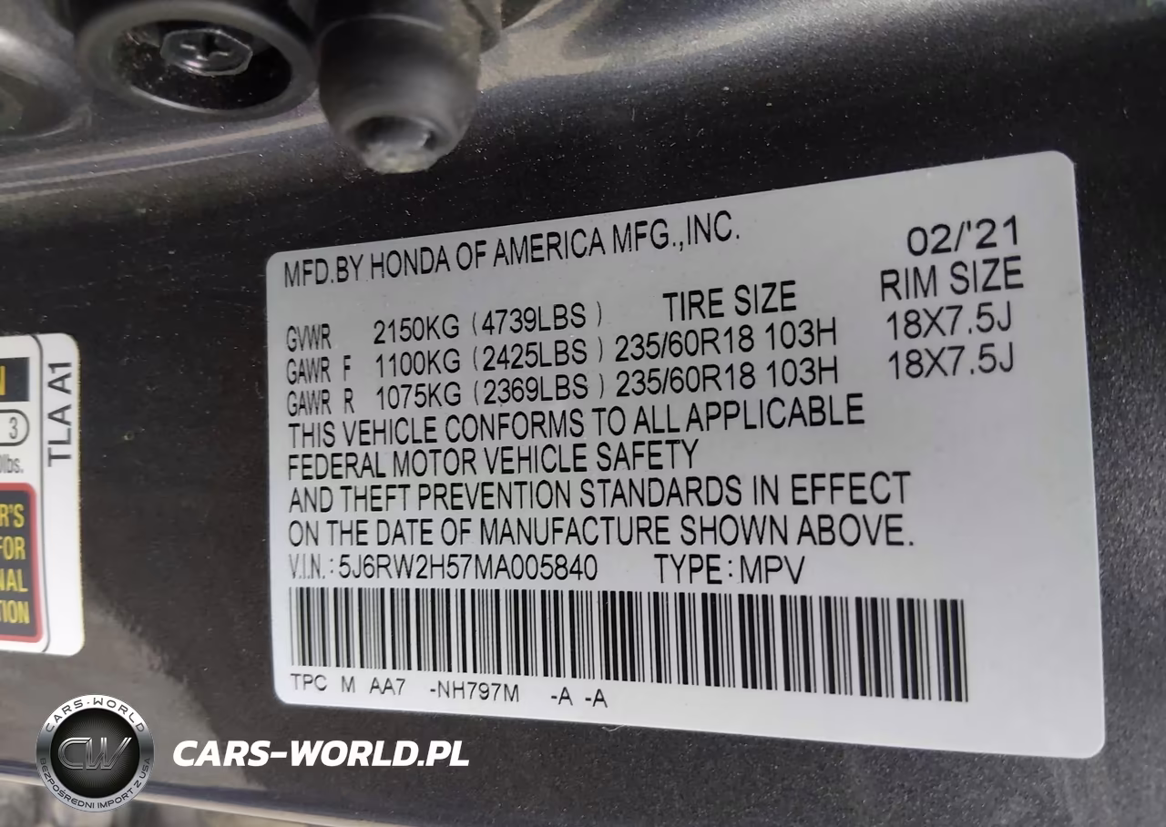 2021 Honda Cr-V Awd Ex VIN:5J6RW2H57MA005840 - 9