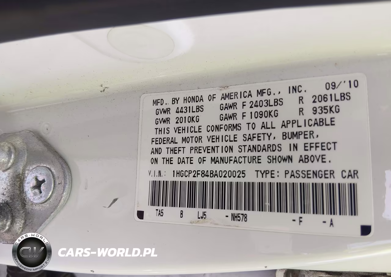 2011 Honda Accord 2.4 Ex-L VIN:1HGCP2F84BA020025 - 9