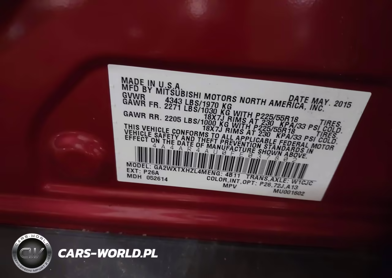 2015 Mitsubishi Outlander Sport Se VIN:4A4AR4AU0FE037802 - 9