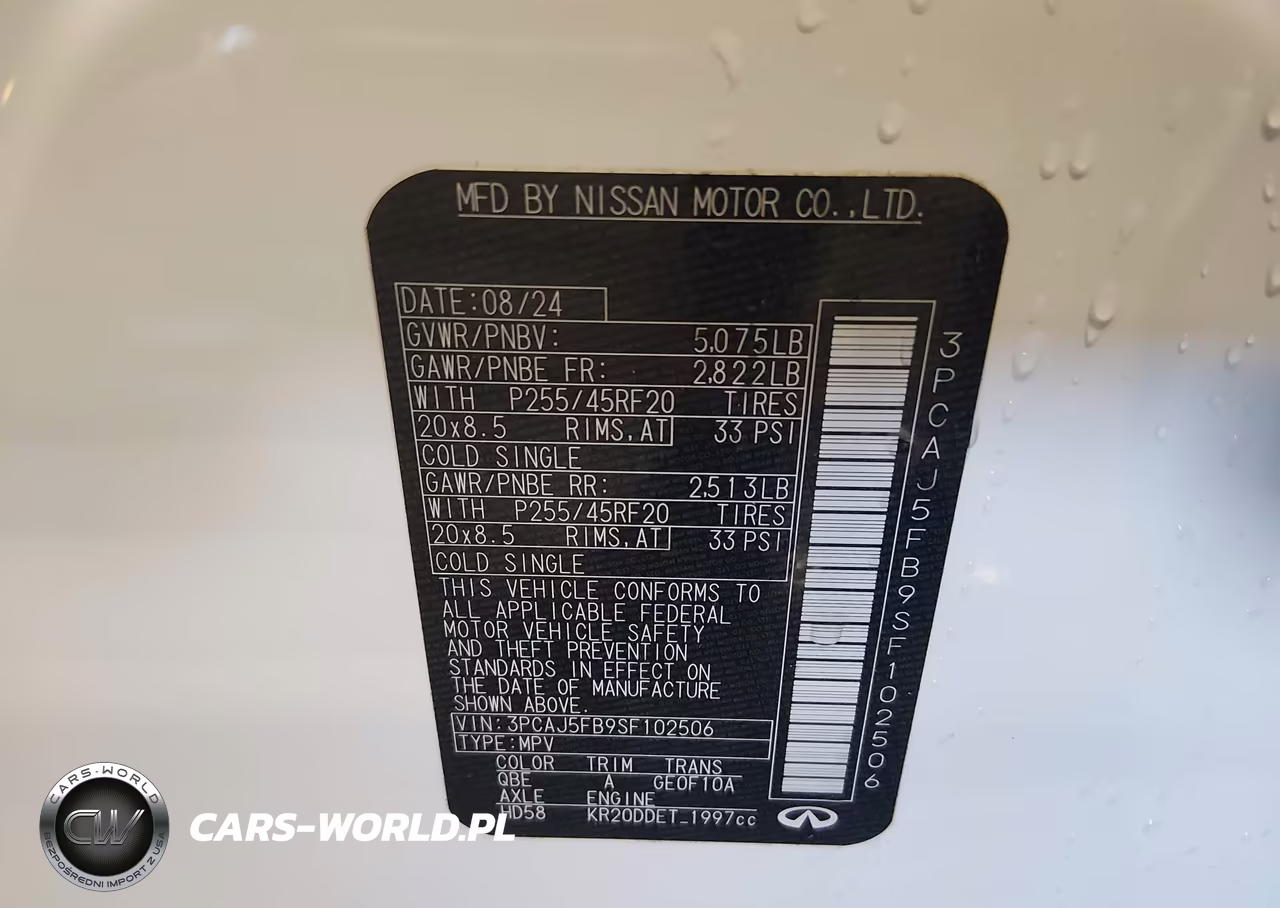 2025 Infiniti Qx50 Sport Awd VIN:3PCAJ5FB9SF102506 - 9