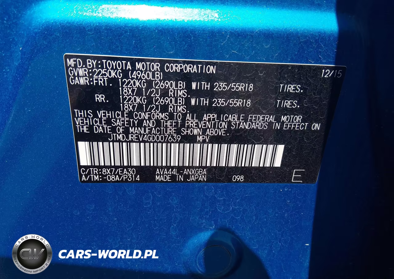 2016 Toyota Rav4 Hybrid Limited VIN:JTMDJREV4GD007639 - 9