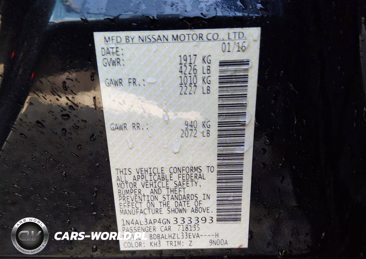 2016 Nissan Altima 2.5 Sr VIN:1N4AL3AP4GN333393 - 9