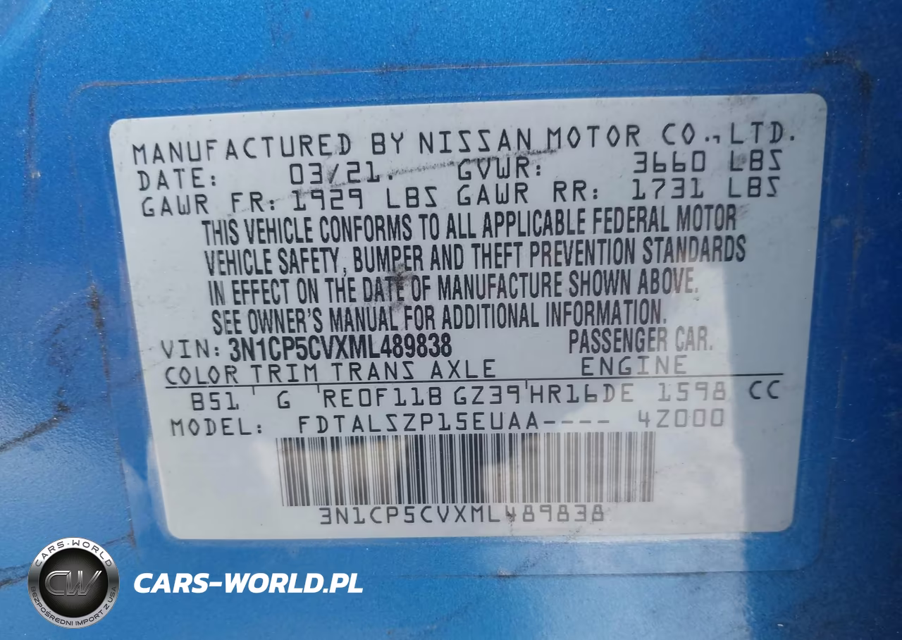 2021 Nissan Kicks Sv Xtronic Cvt VIN:3N1CP5CVXML489838 - 9