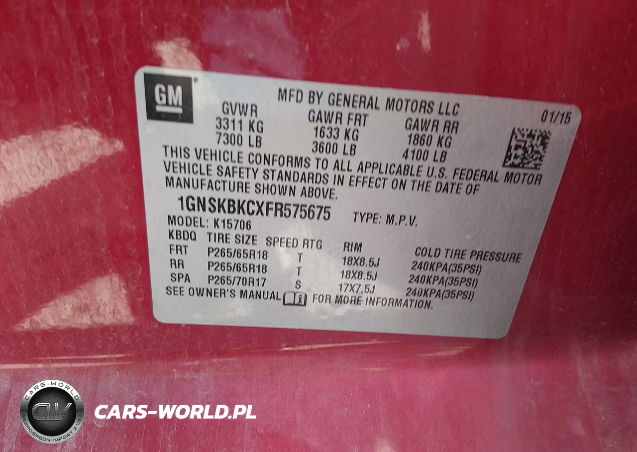 2015 Chevrolet Tahoe Lt VIN:1GNSKBKCXFR575675 - 9