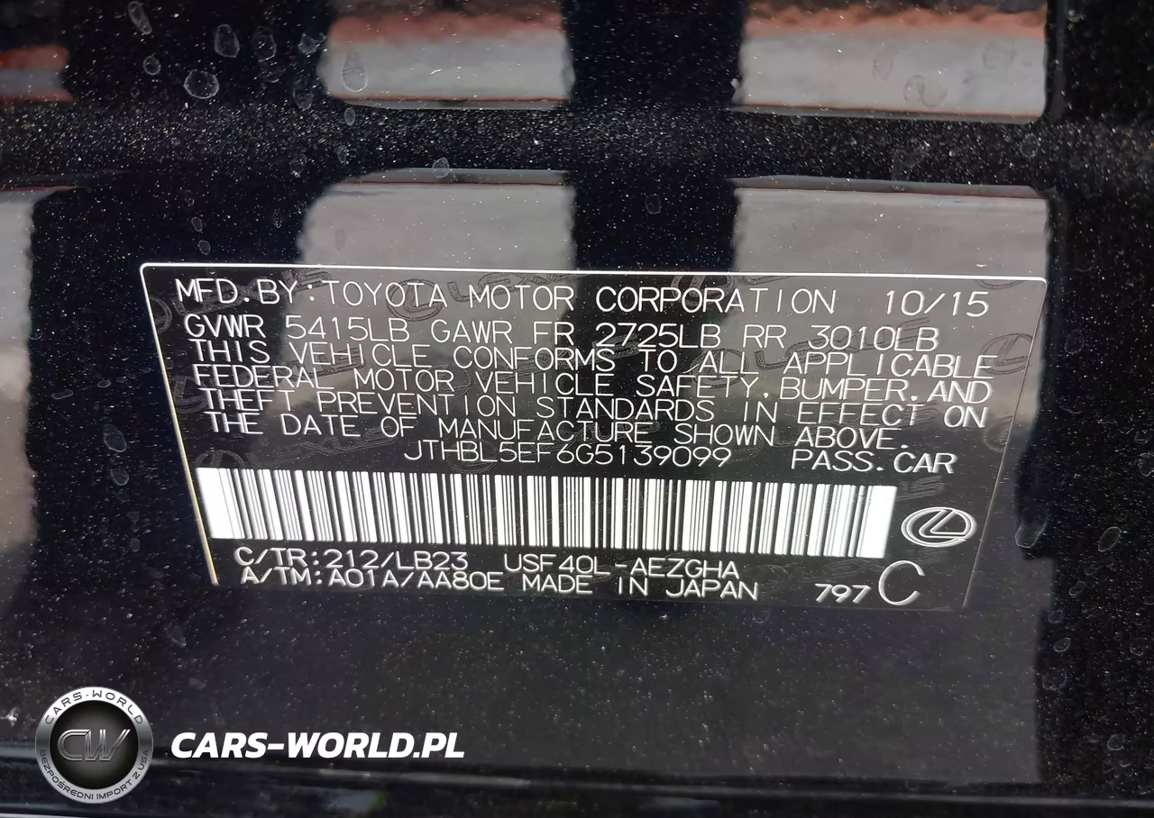 2016 Lexus Ls 460 VIN:JTHBL5EF6G5139099 - 9