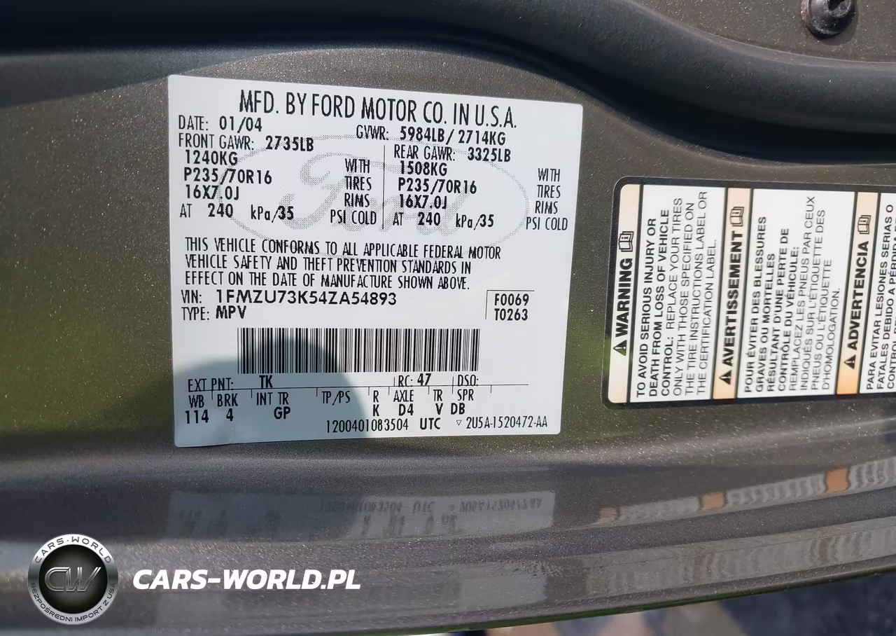 2004 Ford Explorer Nbx-Xlt VIN:1FMZU73K54ZA54893 - 9