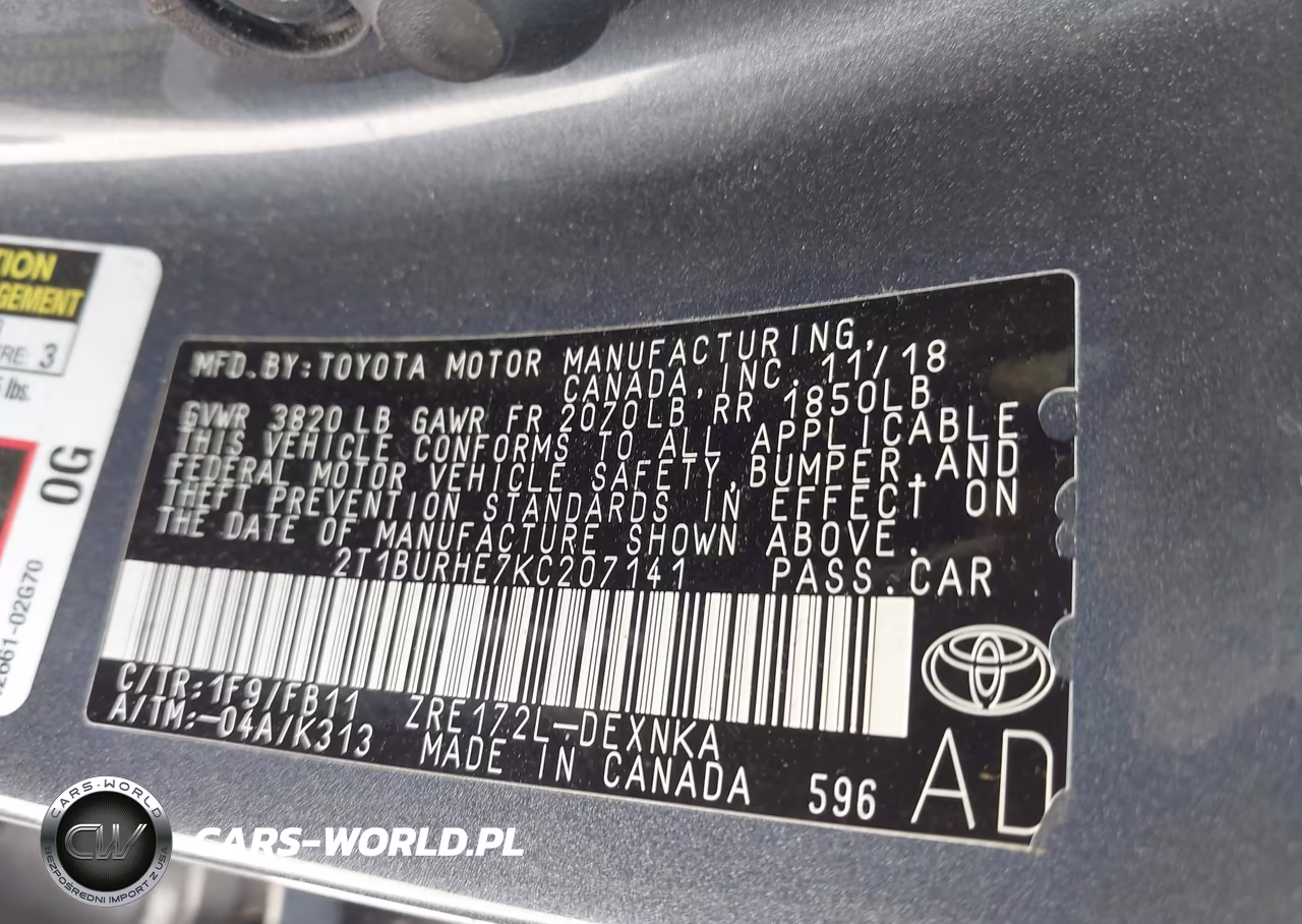 2019 Toyota Corolla Le VIN:2T1BURHE7KC207141 - 9