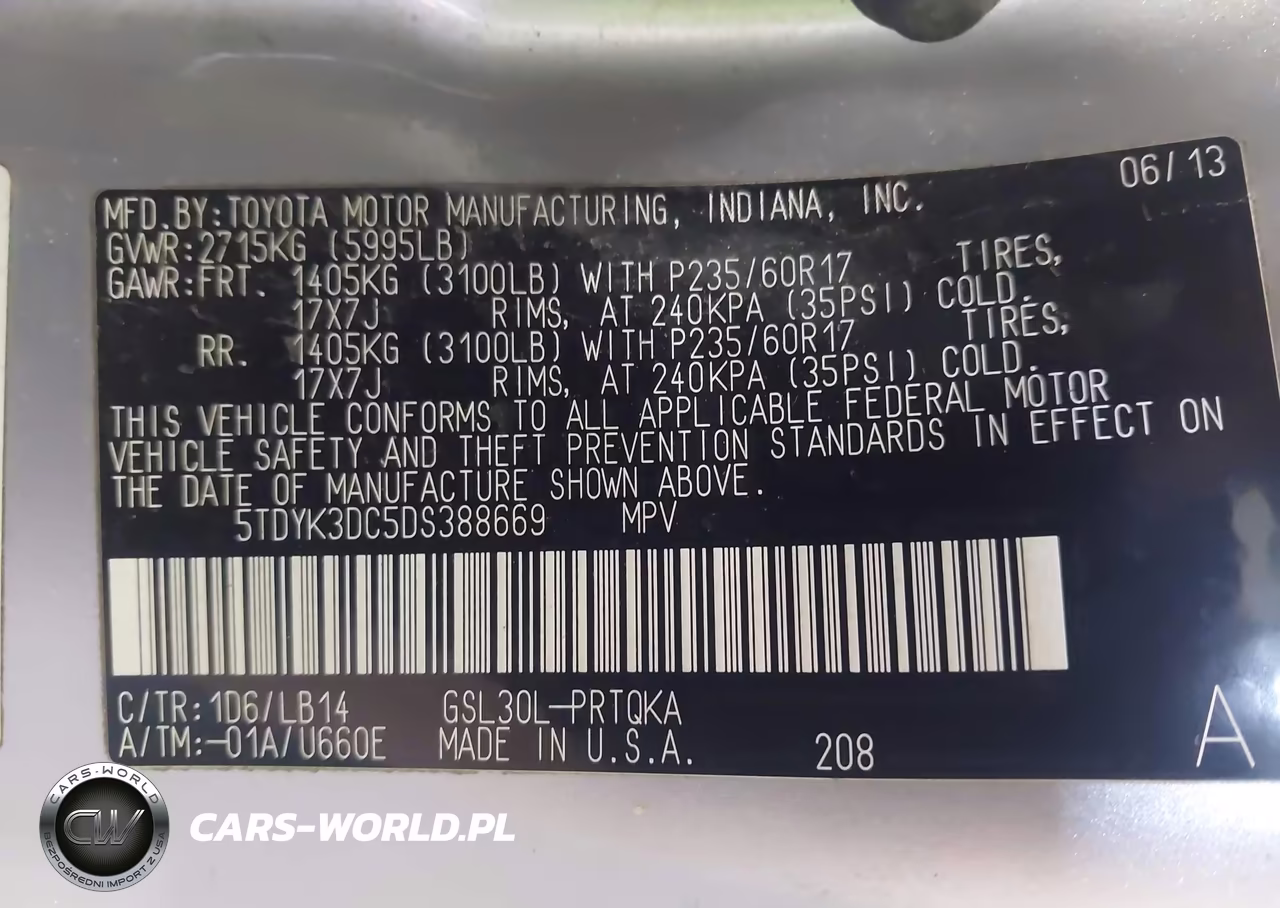 2013 Toyota Sienna Xle V6 8 Passenger VIN:5TDYK3DC5DS388669 - 9