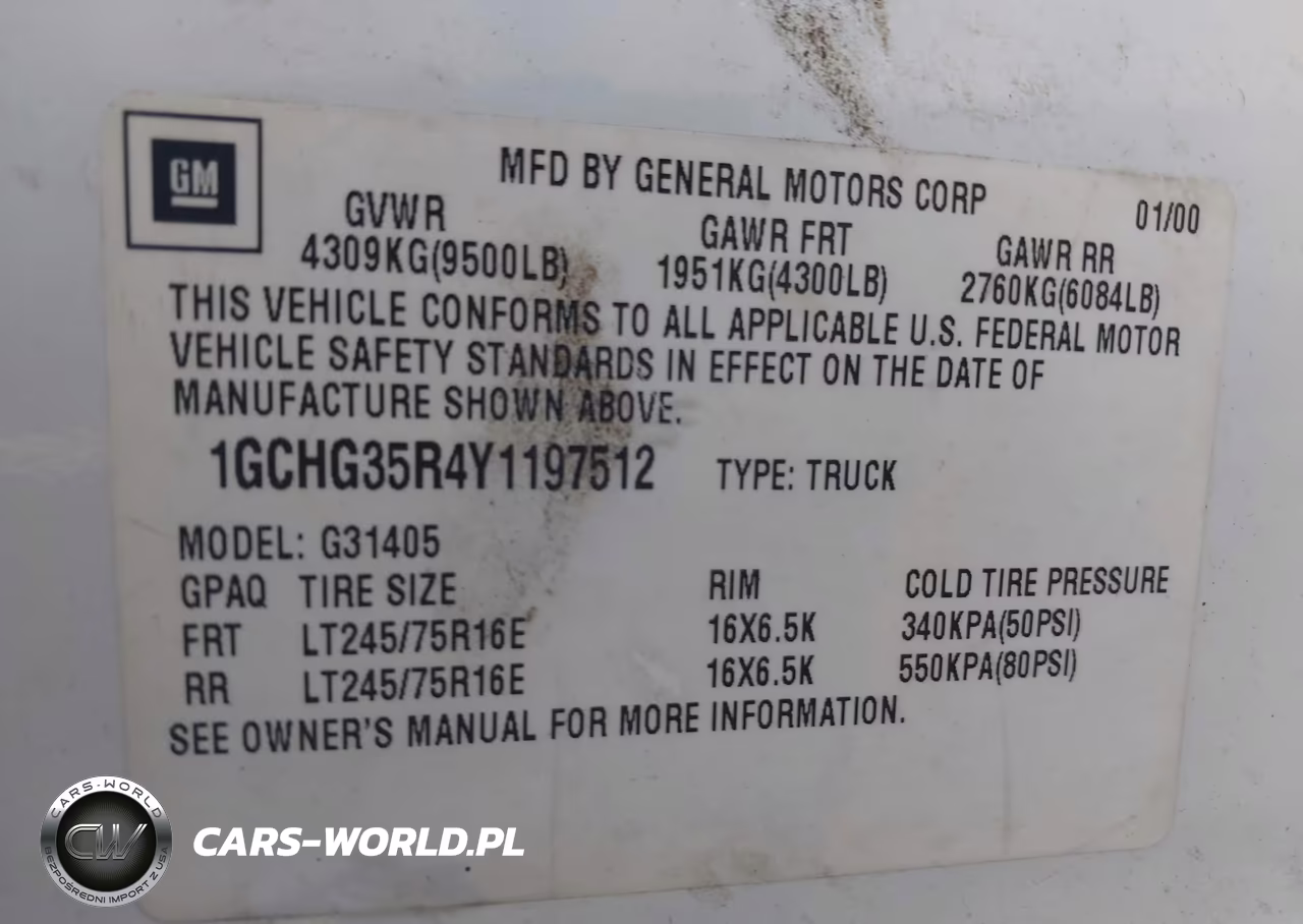 2000 Chevrolet Express VIN:1GCHG35R4Y1197512 - 9