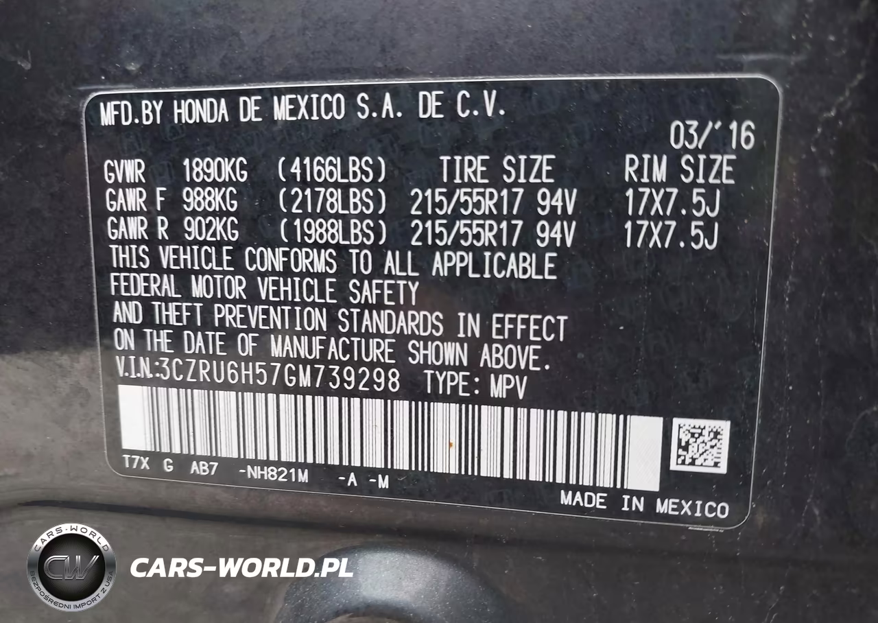 2016 Honda Hr-V Ex VIN:3CZRU6H57GM739298 - 9