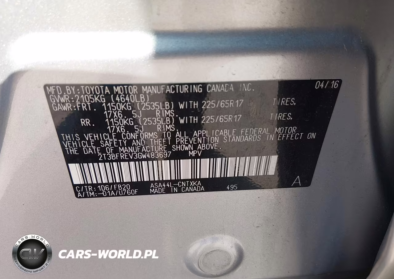 2016 Toyota Rav4 Le VIN:2T3BFREV3GW483697 - 9