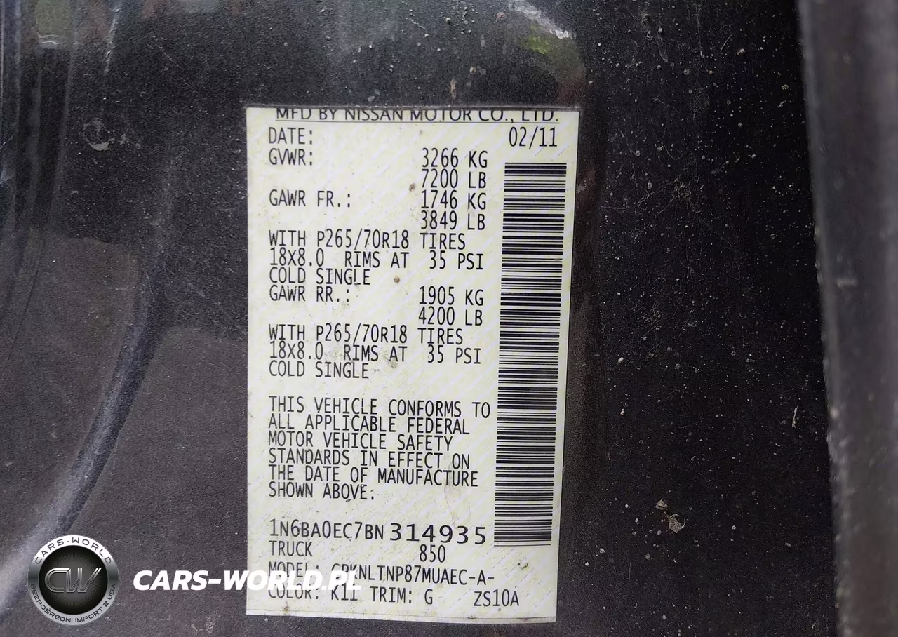2011 Nissan Titan Sv VIN:1N6BA0EC7BN314935 - 9