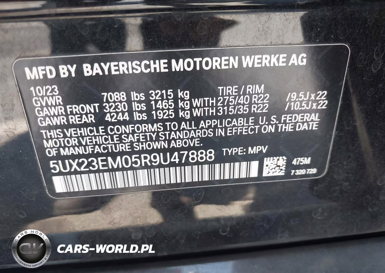 2024 BMW X7 xDrive40I VIN:5UX23EM05R9U47888 - 9