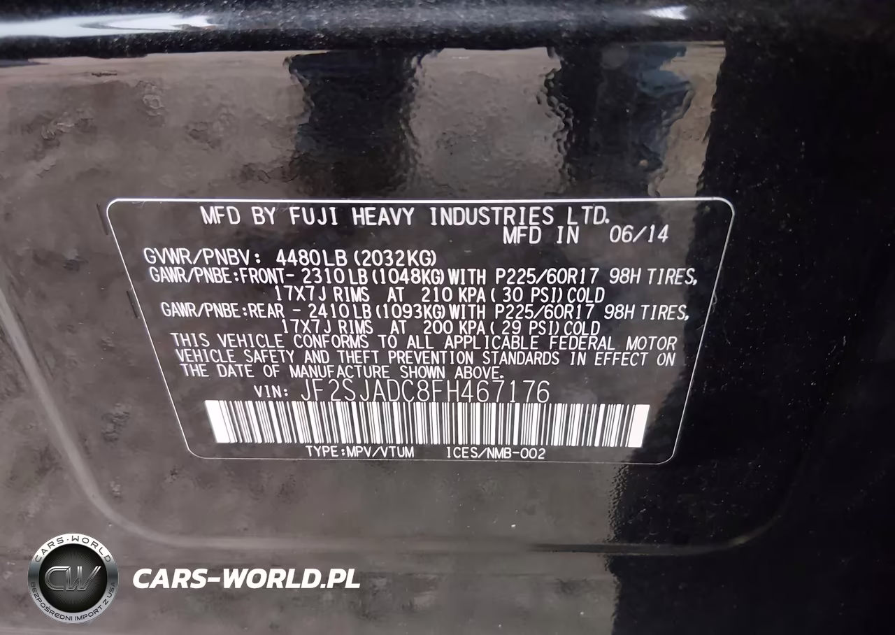 2015 Subaru Forester 2.5I Premium VIN:JF2SJADC8FH467176 - 9