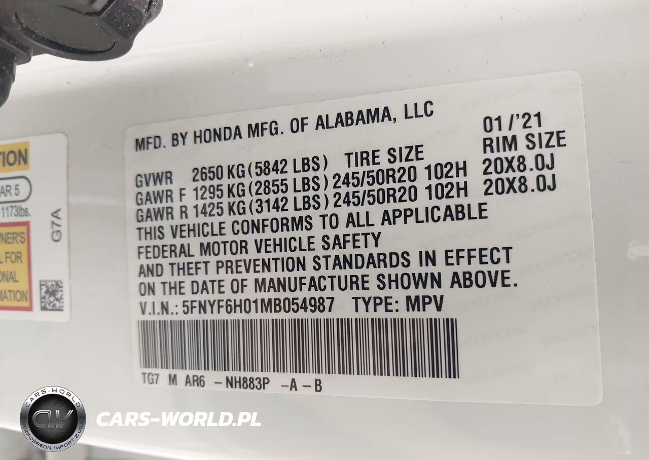 2021 Honda Pilot Awd Elite VIN:5FNYF6H01MB054987 - 9