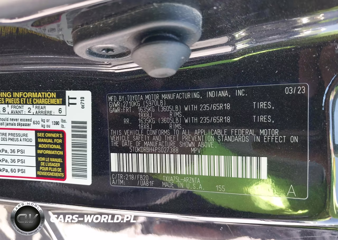 2023 Toyota Highlander Le VIN:5TDKDRBH4PS027388 - 9