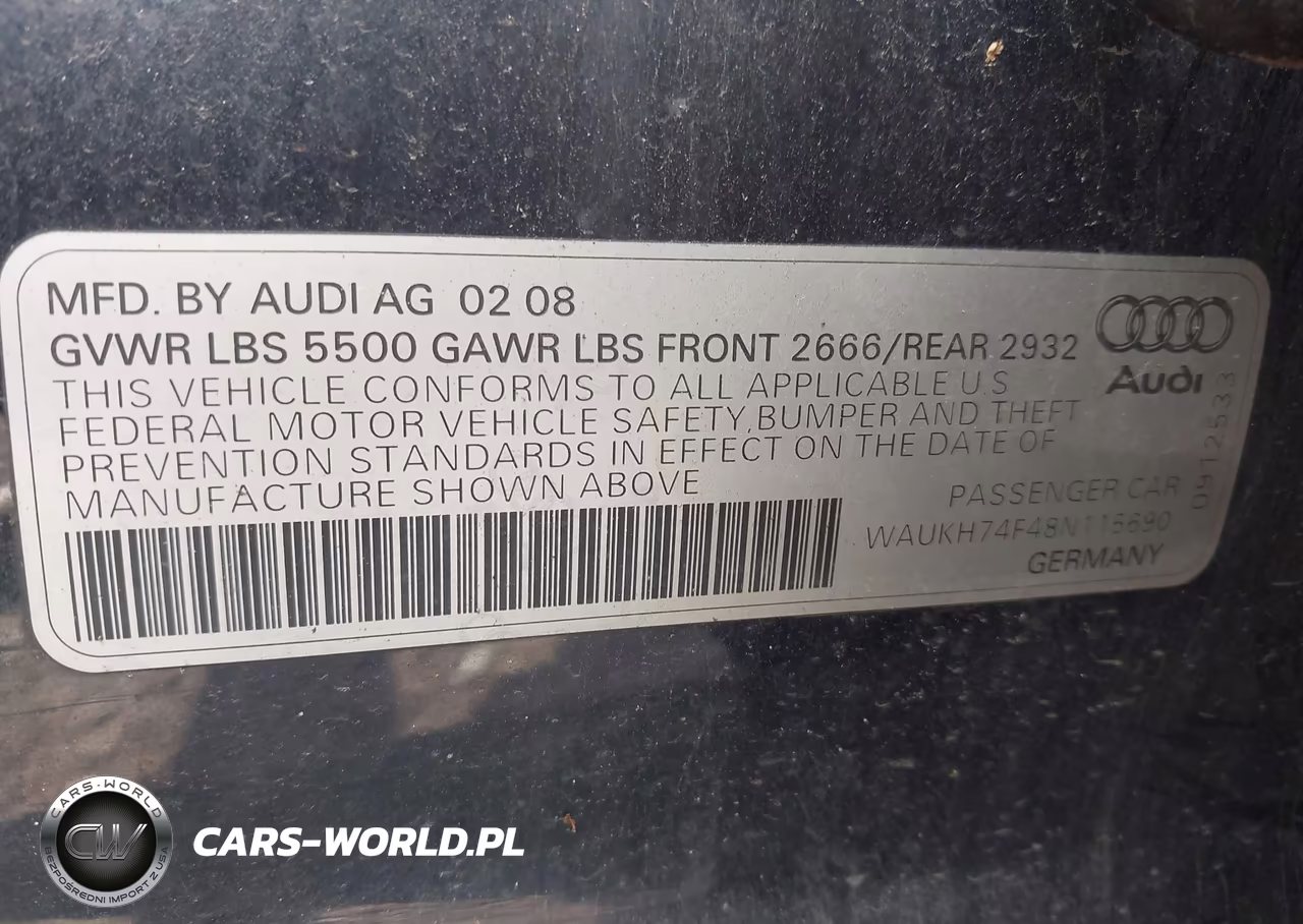 2008 Audi A6 3.2 Avant VIN:WAUKH74F48N115690 - 9