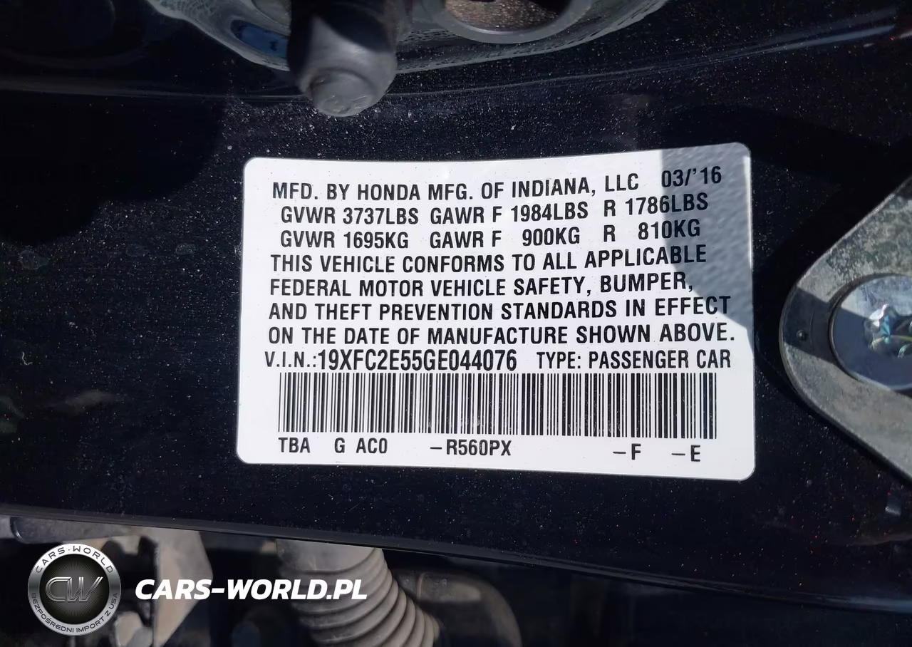 2016 Honda Civic Lx VIN:19XFC2E55GE044076 - 9