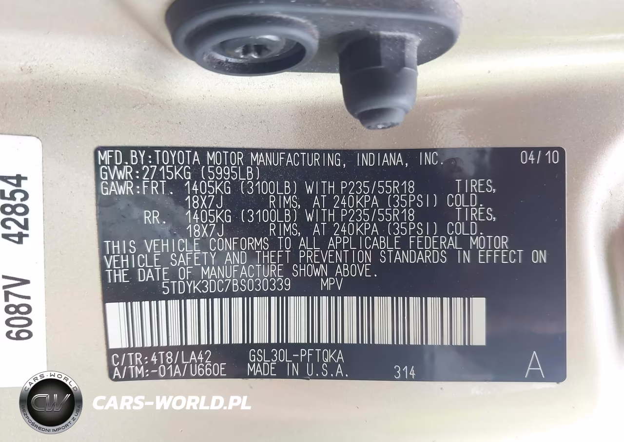 2011 Toyota Sienna Limited V6 VIN:5TDYK3DC7BS030339 - 9