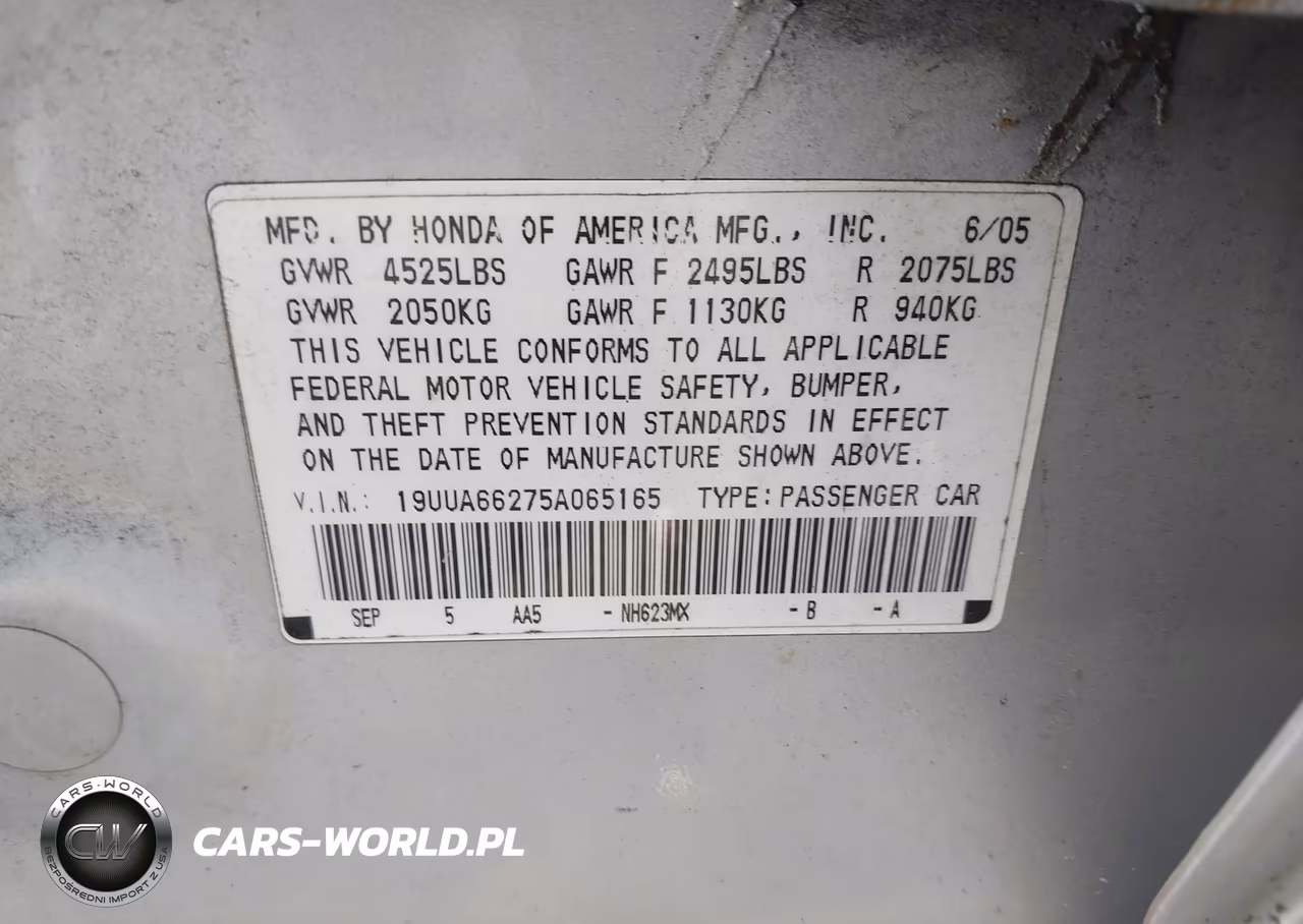 2005 Acura Tl VIN:19UUA66275A065165 - 9