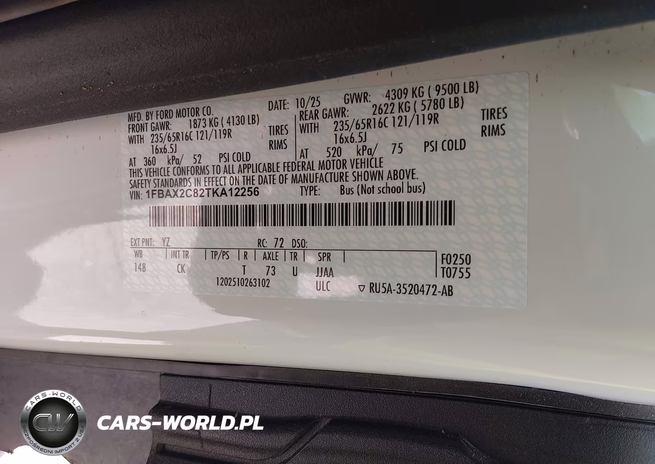 2026 Ford Transit-350 Passenger Van Xlt VIN:1FBAX2C82TKA12256 - 9