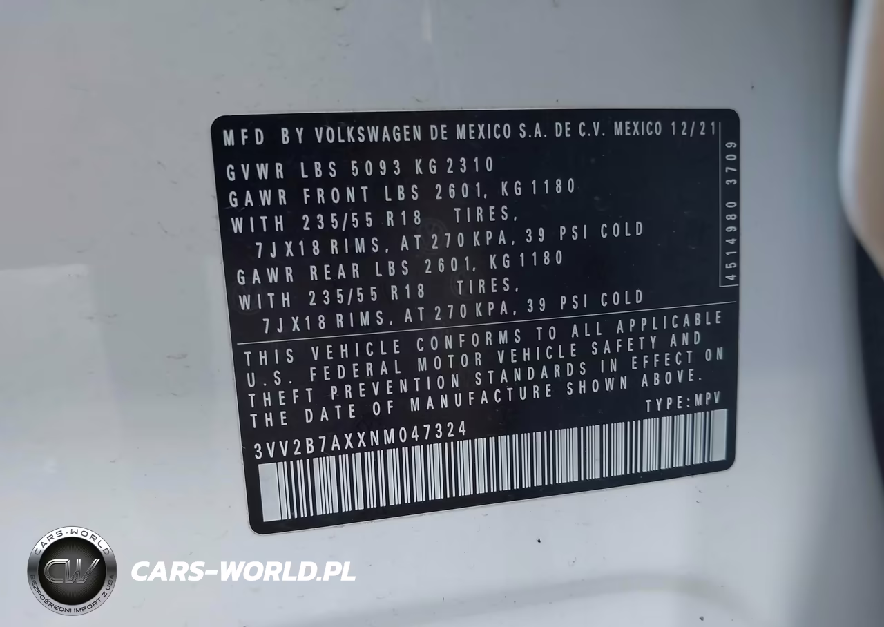 2022 Volkswagen Tiguan 2.0T Se VIN:3VV2B7AXXNM047324 - 9