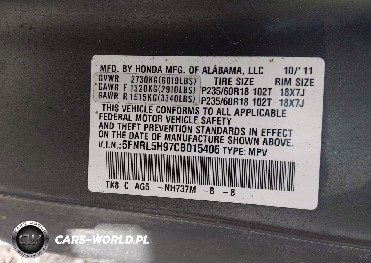 2012 Honda Odyssey Touring-Touring Elite VIN:5FNRL5H97CB015406 - 9