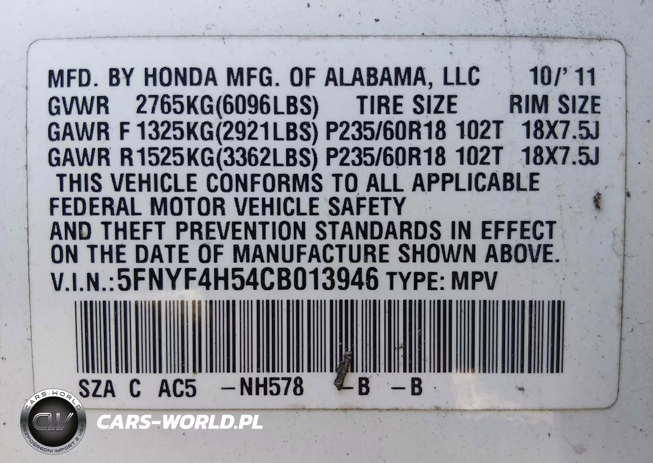 2012 Honda Pilot Ex-L VIN:5FNYF4H54CB013946 - 9
