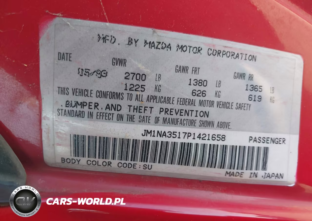 1993 Mazda Mx-5 Miata VIN:JM1NA3517P1421658 - 9